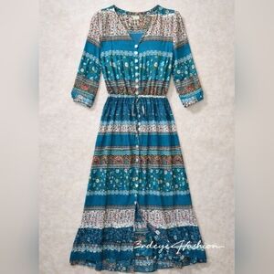 🌊✨SAGA Boho Maxi Duster Dress 🌿 Beachy Flowy Festival Chic